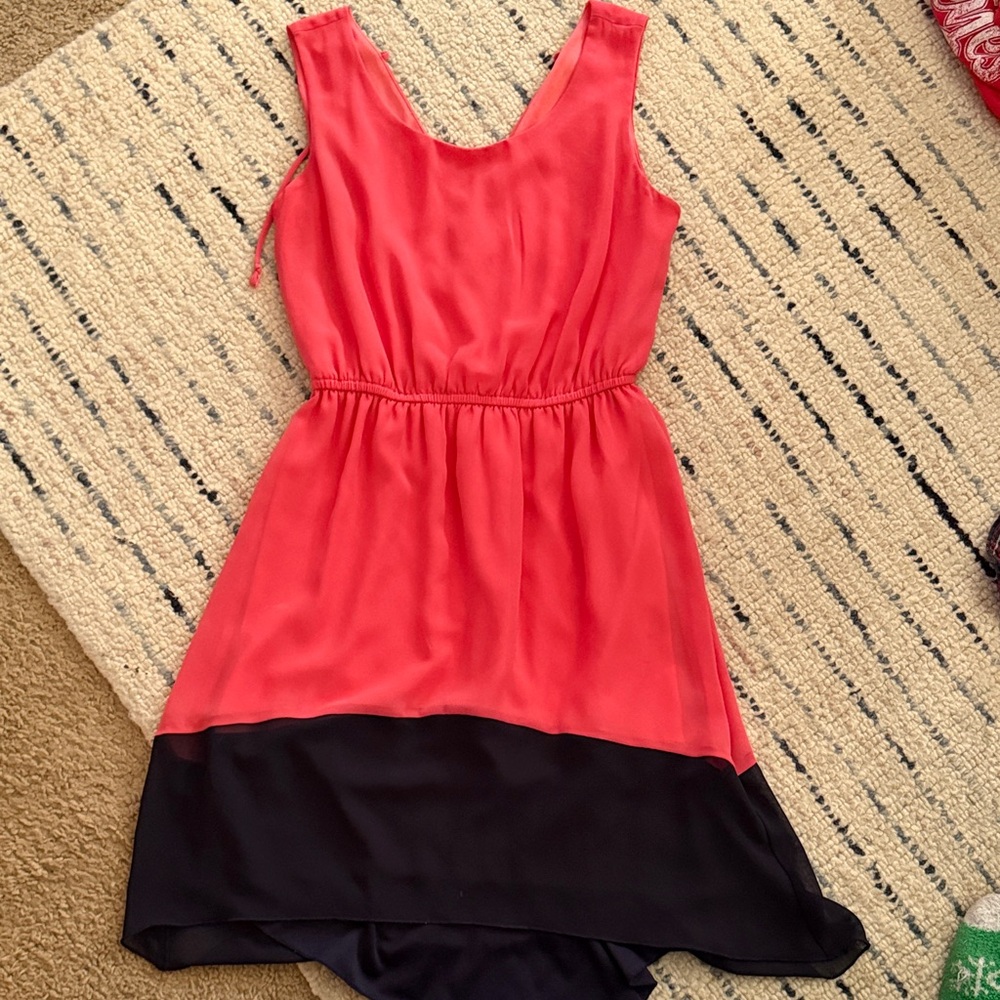 Sweet Storm Coral and Black Midi Dress